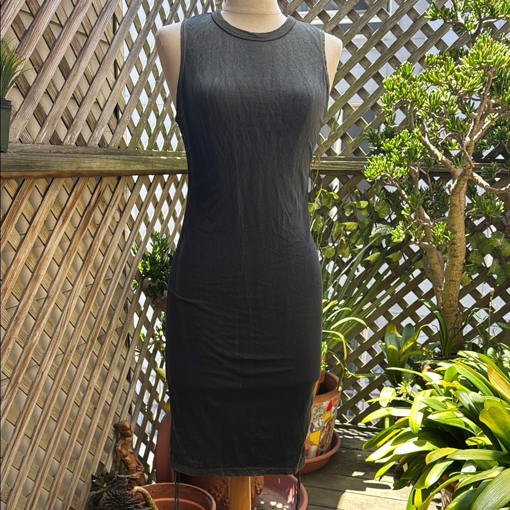 COTTON CITIZEN Green Mineral Washed Tank Dress.
Size Small Ruched sides. NWOT